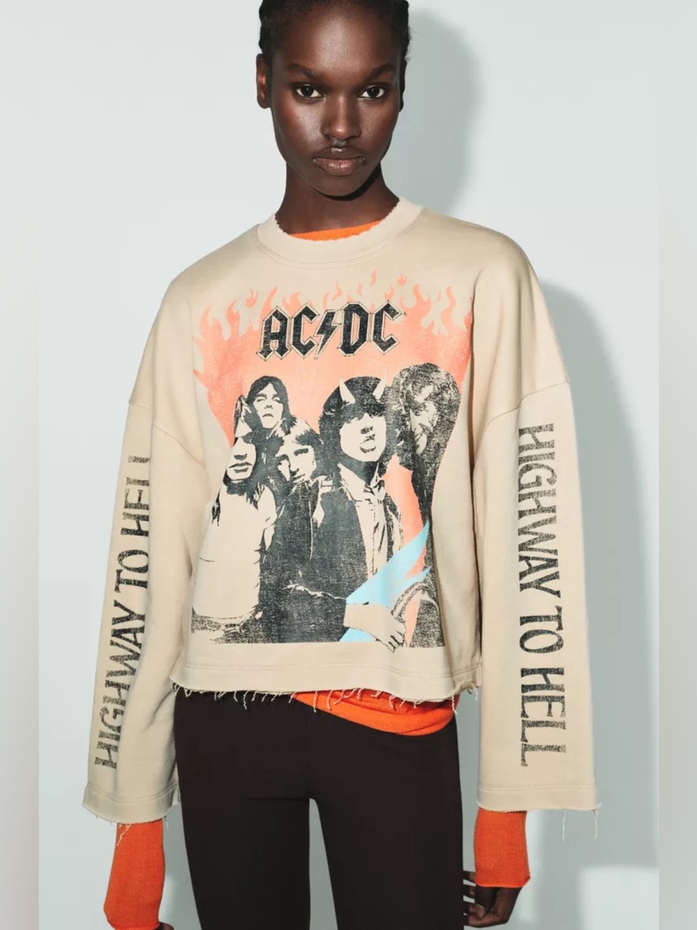 NWT Zara Woman AC/DC SWEATSHIRT Top Size S Small